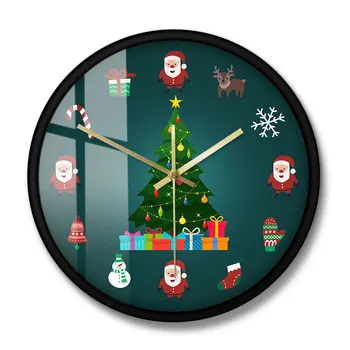 Crăciun Elemente Decorative De Sărbători Ceas De Perete Tăcut Non-Bifarea Cuarț Pomi De Crăciun De Perete Ceas De Anul Nou Decor Interior