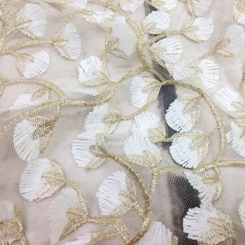 DIY Nunta franceză Dantela Tesatura din Africa de Cusut Tul Dantela Tesatura 3D Fir de Aur Broderie Îmbrăcăminte dantela Tesatura 1yard