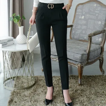Alb Negru Noi De Moda De Înaltă Calitate Femei Pantaloni Plus Dimensiune Pantaloni Formale Pentru Birou Doamnă În Stil Direct Jos