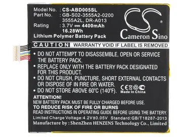 Cameron Sino 4400mAh Baterie 3555A2L, DR-A013, E3GU111L2002, GB-S02-3555A2-0200, QP01 pentru D01400, kindle de Foc