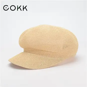 COKK Pălării de Vară Pentru Femei Pălărie de Soare coreean Bereta Capac Parasolar protecție Solară Pălărie de Paie pe Plajă Feminin Pălărie Chapeu Feminino Plasă Capac Nou