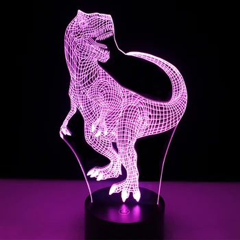 3D LED Lumini de Noapte Fericit Tyrannosaurus Rex Dinozaur cu 7 Culori deschise pentru Decorațiuni interioare Lampa de Vizualizare Uimitoare