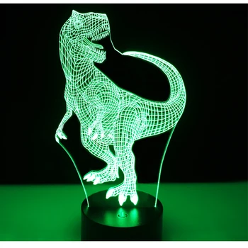 3D LED Lumini de Noapte Fericit Tyrannosaurus Rex Dinozaur cu 7 Culori deschise pentru Decorațiuni interioare Lampa de Vizualizare Uimitoare