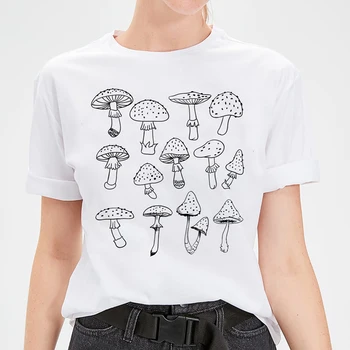 Ciuperci Varietate Bumbac T-shirt Estetice Botanică Vegan Tricou Femei Amuzante Grafic de Plante Agricole Tricou Top