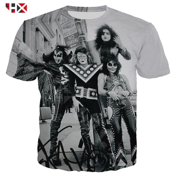 HX Noi de Vara Top Heavy Metal Rock a formatiei KISS Tricou Barbati/femei 3D Print T Shirt cu Maneci Scurte Hip Hop Tricou Streetwear Sus A651