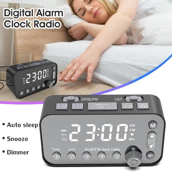 DAB Noptiera Ceas Deșteptător Radio Mare Ecran Dual Ceas Deșteptător Dual USB Radio Sleep Timer Radio FM Ceas