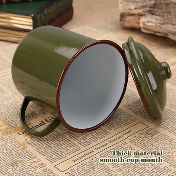 Vintage Email Cupa Nostalgic Clasic Armata Verde Portelan cana de Ceai Ciob de Birou Ceașcă de Ceai cană de Cafea în aer liber Portabil Cana de apa