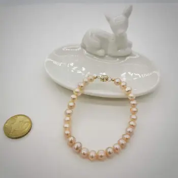 Real de apă Dulce Pearl Brățară Natural Alb Roz Delicat Aur de 14K Umplut Magnet Incuietoare Pentru Femei Fata Fine Bijuterii Brățară