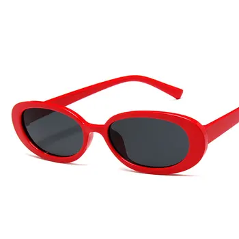 Moda Alb-Negru Imprimare Oval Hiphop ochelari de Soare pentru Femei de Stradă Ochi de Pisica Epocă de Vacă culoare Cadru Mic Rapper Ochelari Umbra Oglindă
