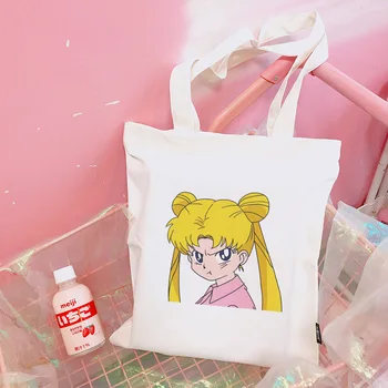 Japoneze Sailor Moon Mari Casual, Genti de Umar Harajuku geantă de cumpărături Simplu Geantă de mână de Facultate Vânt Ulzzang Geanta unei Femei de Saci de Desene animate