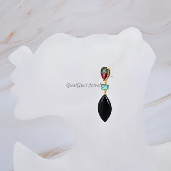 GG Bijuterii Piatra Naturala de Culoare Multi Cristal de Onix Negru Legăna Cercei Stud clasic pentru femei lady moda bijuterii cadou