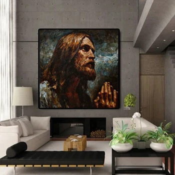 Rezumat Isus Ulei Pianting pe Panza, Postere si Printuri de Arta de Perete Portretul Imaginile pentru Camera de zi Acasă cuadros Decor