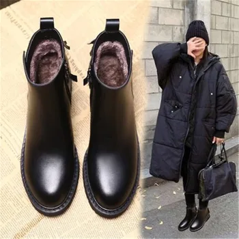 Noi Calde De Iarnă Pentru Femei De Moda Glezna Cizme Vintage Franjuri Pantofi De Femeie În Aer Liber Rain Boot Doamnelor Plat Încălțăminte Negru Marimi 35-40