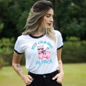 2020 Nou Alpaca Grafică de Imprimare Tricou Femei de Moda Harajuku Maneca Scurta Vara Street Wear Tricou Topuri Femei T-shirt