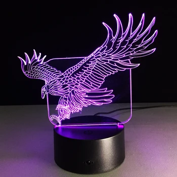 3D Zbor un Vultur Mare Lumina de Noapte 7 Colorat Hawk Desene animate 3D Lampă de Masă pentru Birou, Dormitor de Hotel Bar Dispozitie Lampa cu Senzor Tactil Comutator