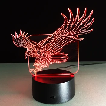 3D Zbor un Vultur Mare Lumina de Noapte 7 Colorat Hawk Desene animate 3D Lampă de Masă pentru Birou, Dormitor de Hotel Bar Dispozitie Lampa cu Senzor Tactil Comutator