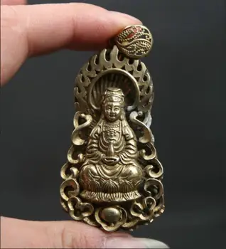 Curiozități Chineză Bronz Budismul Kwan-yin Guan Yin, Zeita Pandantiv