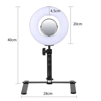 Masă de Machiaj Lumină Inel Kit-ul de 8 inch Estompat Mini LED Lumină Inel cu 3.5-inch Oglindă, Desktop Suport pentru Fotografie