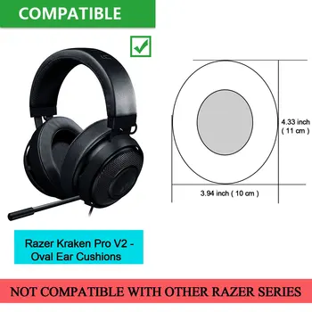 Pernițe de schimb pentru Razer Kraken Pro V2 Gaming Headset - Tampon de Spumă Moale din Piele Pernuțe 1 Pereche Oval Cupelor