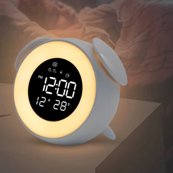 LED Multi-modul Wake-up Light Ceas cu Alarmă Digital Touch Control de Masă Lampă de Noptieră Lumina Dormitor Decor Acasă