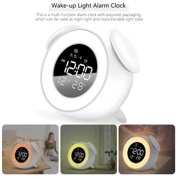 LED Multi-modul Wake-up Light Ceas cu Alarmă Digital Touch Control de Masă Lampă de Noptieră Lumina Dormitor Decor Acasă