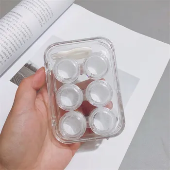3 perechi de dublu cutii de lentile de contact de caz transparent frumusețea Simplă caz de lentile de contact lentile de depozitare cutie de cadou