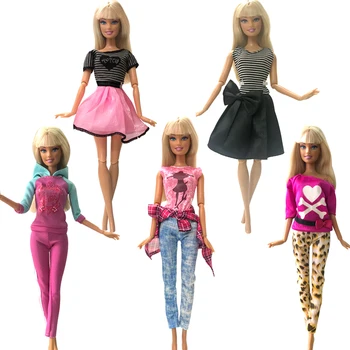 NK 5 Buc/Set Papusa Dres Top de Vânzare Fusta Haine de Moda Tinuta Moderna Uzura de zi cu Zi Pentru Barbie Papusa Accesorii Copii Copii de Jucarie Cadou DZ