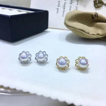 YIKALAISI argint 925 naturale de apă dulce aplatizată pearl cercei bijuterii pentru femei de 8-9mm dimensiune perla