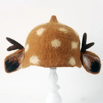 Manual original umed simțit pădure elan capac pălărie de elf temperament artistic pălărie