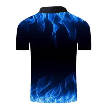 În 2020, noul polo camasa barbati Business Casual sex masculin tricou polo Maneca Scurta Albastru flacără 3D de imprimare topuri polo barbati tricou polo barbati haine