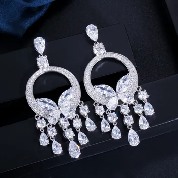 Fashion925 Argint Solid Smarald Creat Moissanite Diamante Piatră Prețioasă Nunta Logodna Bijuterii Fine Cercei