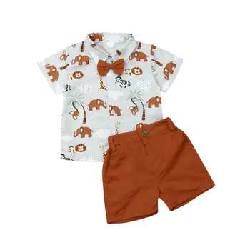 2 buc Domn Costum sport pentru copii pentru Copii Copilul Băieți Animal T-Shirt, pantaloni Scurți pentru Copii Băiat Haine de Vară Set