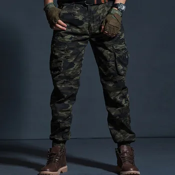 2019 Înaltă Calitate Kaki Pantaloni Casual Barbati Militare Tactice Jogging Pantaloni De Camuflaj De Marfă Multi-Buzunar De Moda Pantaloni Negri