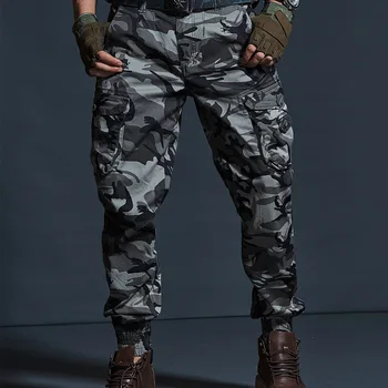2019 Înaltă Calitate Kaki Pantaloni Casual Barbati Militare Tactice Jogging Pantaloni De Camuflaj De Marfă Multi-Buzunar De Moda Pantaloni Negri