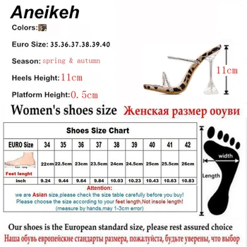 Aneikeh NOI Leopard de Imprimare de Moda Femei Stras Toc Sandale Peep Toe Bază Slip-on Subțire Sandale cu Toc Sandale Pantofi