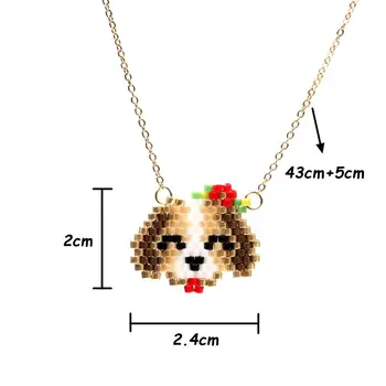 FAIRYWOO Miyuki Bijuterii Câine Dulce Drăguț Animale Colier Femeie Pandantiv Colier Handmade Prietenie din Oțel Inoxidabil Collier Cravată