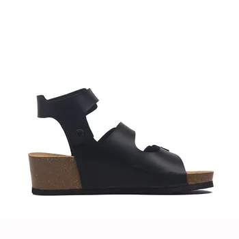 2020 Noua Moda de Vara Femei Cork Wedge Sandale de Plajă în Afara Non-alunecare Toc Platforma Sandalias Pantofi Alb Negru Argintiu Maro