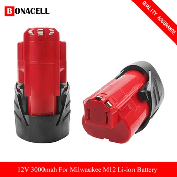 12V 3.0 Ah Reîncărcabilă Baterie de 3000mAh pentru Milwaukee M12 XC Scule electrice cu Acumulator 48-11-2402 48-11-2411 baterii 48-11-2401 MIL-12A-LI