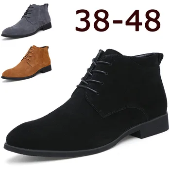 Cizme pentru Oamenii de Afaceri Chukka Cizme de Mens High Top Casual, Pantofi Exterior Piele Mens Pantofi de Iarnă de sex Masculin Negru Gri 2019