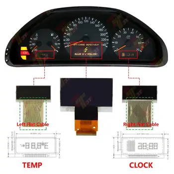 Tabloul de bord LCD Pentru Mercedes E-class(W210), dreapta+stânga ecran și Lipit T-Fier + Cauciuc T-sfaturi