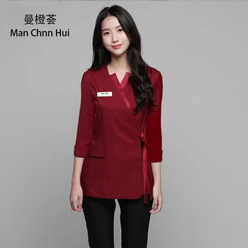 Frumusețe îmbrăcăminte Stil coreean negru Spa, Club de Sănătate, Beauty Salon spa uniformă cosmetician uniformă top+pantaloni pentru Femei costum de masaj