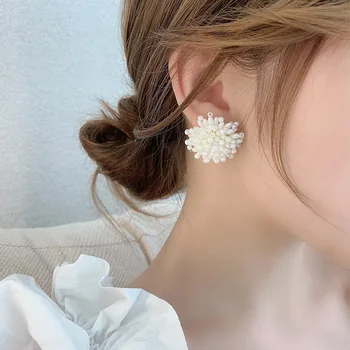 Coreeană Elegant Pearl Cercei Stud Pentru Femei de Moda Fete INS Chic Handmade Margele Albe Cercei Petrecere de Nunta Bijuterii Accesor