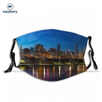 Stofa Fantezie Chicago Skyline Panorama Gura Masca De Fata Reutilizabile En-Gros Unisex Masca Faciala Cu Filtre