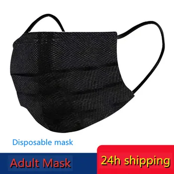 Masca Neagră, Măști Nețesute, De Unică Folosință 3 Straturi Mască Cu Filtru Anti-Praf, Smog Respirabil Mască De Tifon Adult Față Măști De Gura