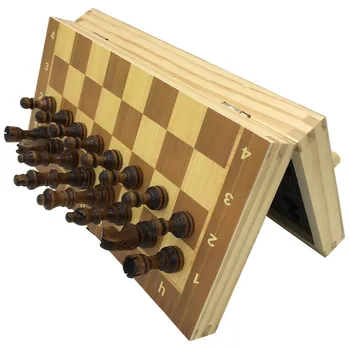 Set de Sah din lemn Ori de Șah Cu Magnetice Tabla de Sah de Dimensiuni 29cm x 29cm Copii Cadou de Crăciun Turneu de Șah, Tabla de Joc