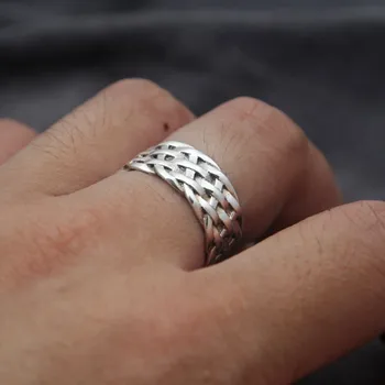 BOCAI 2020 nou reale S925 argint pur bijuterii țesut bărbați inel retro argint Thai arătător ring pentru bărbați simplu
