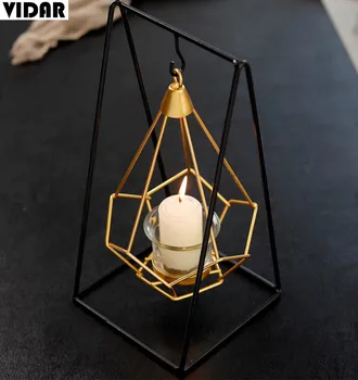 VIDAR Nordic din Fier Forjat în Stil Geometric sfesnice Agățat Coș de Metal Artizanat Sfeșnic candelabre de velas Titularul mesa