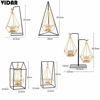 VIDAR Nordic din Fier Forjat în Stil Geometric sfesnice Agățat Coș de Metal Artizanat Sfeșnic candelabre de velas Titularul mesa