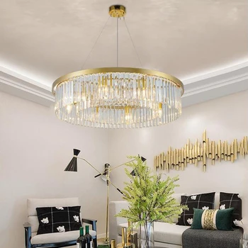 Aur candelabru de cristal living rotund European personalitate creatoare sala de post-modern, simplu atmosferice restauran