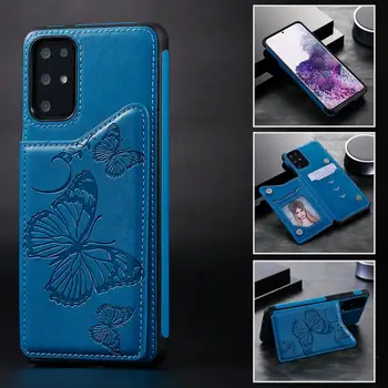Relief Fluture din Piele Telefon Caz Pentru iPhone SE2020 6 6S 7 8 Plus 11 Pro Max Flip Cover de Epocă Slot pentru Card de Portofel de Buzunar Caz